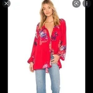 Free People Floral Meadow Lark Top
